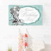 Blauwgroen Blauw Zilver Hoge Heel Schoen Verjaarda Spandoek (Insitu)