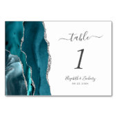 Blauwgroen Blauw Zilveren Agaat Bruiloft Kaart (Achterkant)