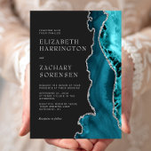 Blauwgroen Blauw Zilveren Agaat Bruiloft Kaart