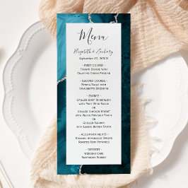 Blauwgroen Blauw Zilveren Agaat Bruiloft Menu