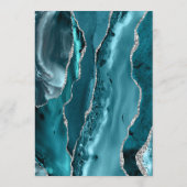 Blauwgroen Blauw Zilveren Agaat Donker Bruiloft Menu (Achterkant)