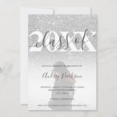 Blauwgroen blauw zilveren glitter 2020 foto afstud kaart (Voorkant)