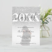 Blauwgroen blauw zilveren glitter 2020 foto afstud kaart (Staand voorkant)