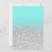 Blauwgroen blauw zilveren glitter 2020 foto afstud kaart (Achterkant)