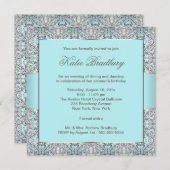 Blauwgroen Blauw Zilveren Kant Classy Sweet Sixtee Kaart (Voorkant / Achterkant)