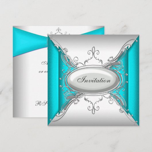 Blauwgroen Blauw Zilveren Partij Kaart (Voorkant / Achterkant)