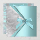 Blauwgroen Blauw Zilveren Zebra Partij Sjabloon Kaart (Voorkant / Achterkant)