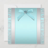 Blauwgroen Blauw Zilveren Zebra Partij Sjabloon Kaart (Achterkant)