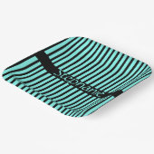 Blauwgroen blauw zwart Aangepaste naam Stripes Bab Papieren Bordje (Gebogen)