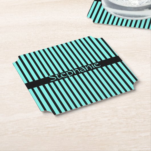 Blauwgroen blauw zwart Baby shower Aangepaste naam Kartonnen Onderzetters (Gekanteld)