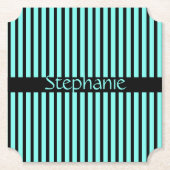 Blauwgroen blauw zwart Baby shower Aangepaste naam Kartonnen Onderzetters (Voorkant)