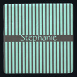 Blauwgroen blauw zwart Baby shower Aangepaste naam Stenen Onderzetter<br><div class="desc">Ontworpen met kleurrijke en heldere,  zwarte blauwgroen striped patronen met sjabloon voor aangepaste naam! U kunt de kleuren wijzigen zoals u wilt.</div>
