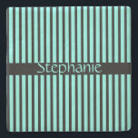 Blauwgroen blauw zwart Baby shower Aangepaste naam Stenen Onderzetter<br><div class="desc">Ontworpen met kleurrijke en heldere,  zwarte blauwgroen striped patronen met sjabloon voor aangepaste naam! U kunt de kleuren wijzigen zoals u wilt.</div>