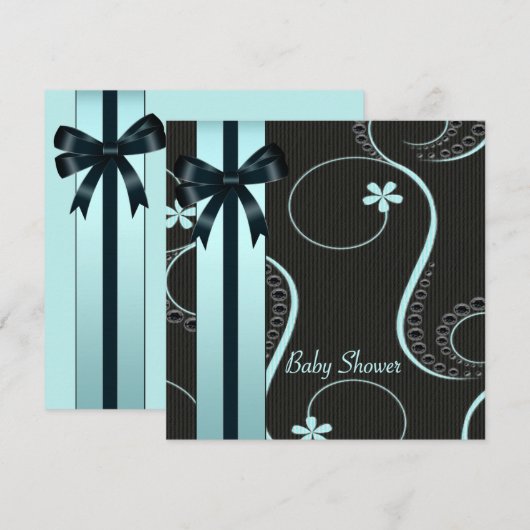 Blauwgroen blauw zwart Baby shower Kaart (Voorkant / Achterkant)
