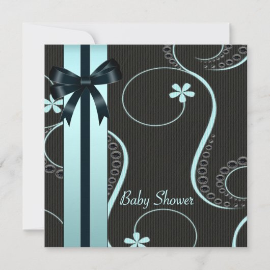 Blauwgroen blauw zwart Baby shower Kaart (Voorkant)