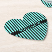 Blauwgroen Blauw zwart Baby shower Stripe Aangepas Kartonnen Onderzetters (Gekanteld)