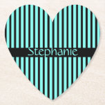 Blauwgroen Blauw zwart Baby shower Stripe Aangepas Kartonnen Onderzetters<br><div class="desc">Ontworpen met kleurrijke en heldere,  zwarte blauwgroen striped patronen met sjabloon voor aangepaste naam! U kunt de kleuren wijzigen zoals u wilt.</div>