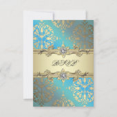 Blauwgroen Blauw Zwart Goud Damask RSVP (Voorkant)