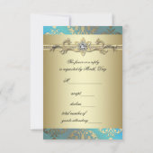 Blauwgroen Blauw Zwart Goud Damask RSVP (Achterkant)