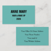 Blauwgroen blauw zwart haar en maak stijlvolle, mo visitekaartje (Voorkant / Achterkant)