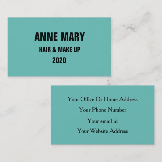 Blauwgroen blauw zwart haar en maak stijlvolle, mo visitekaartje (Voorkant / Achterkant)