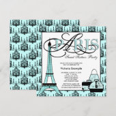 Blauwgroen Blauw Zwart Paris Sweet 16 Verjaardagsf Kaart (Voorkant / Achterkant)