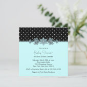 Blauwgroen Blauw Zwart Polka Dot Baby shower Kaart (Staand voorkant)