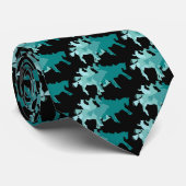 Blauwgroen blauw zwart progressief bronc Rider Cow Stropdas (Opgerold)