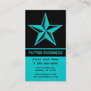 Blauwgroen blauw zwart tattoo ster visitekaartjes