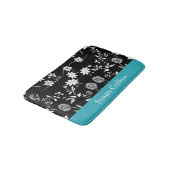 Blauwgroen blauw zwart-wit Floral Patroon Badmat (Gekanteld)