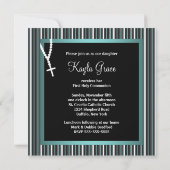 Blauwgroen Blauw Zwart Wit Rozenkrans Meisjes Eers Kaart (Achterkant)