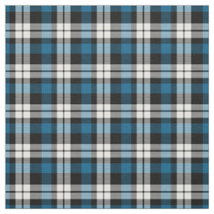 Blauwgroen blauw zwart-wit Tartan Squares patroon Stof