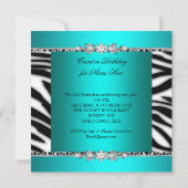 Blauwgroen Blauw Zwarte Zebra White Jewel Birthday Kaart (Achterkant)