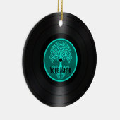 Blauwgroen blauwboom van het leven Persoonlijk Vin Keramisch Ornament (Rechts)