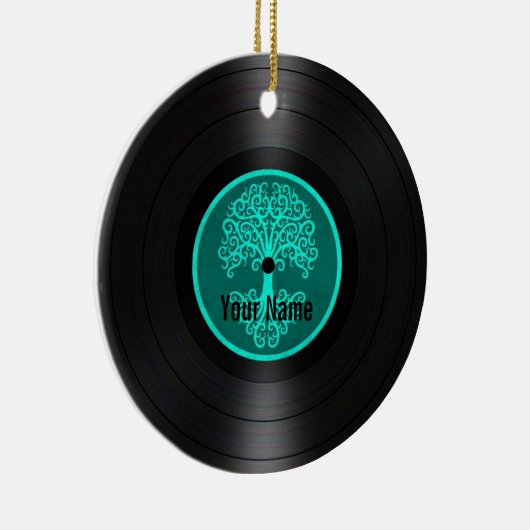 Blauwgroen blauwboom van het leven Persoonlijk Vin Keramisch Ornament (Rechts)