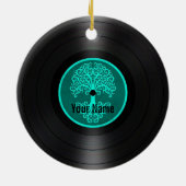 Blauwgroen blauwboom van het leven Persoonlijk Vin Keramisch Ornament (Achterkant)