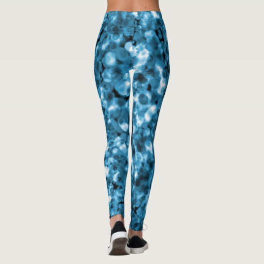 Blauwgroen Blauwe Abstracte Bubble Leggings (Achterkant)