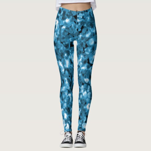 Blauwgroen Blauwe Abstracte Bubble Leggings (Voorkant)