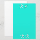 Blauwgroen blauwe achtergrond sterren strand 2020 briefpapier (Voorkant / Achterkant)