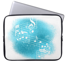 Blauwgroen blauwe achtergrond voor muzieknoten laptop sleeve