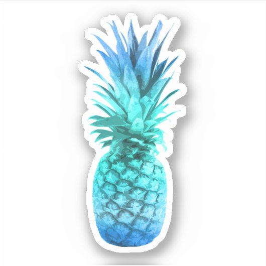 Blauwgroen blauwe ananas sticker (Voorkant)