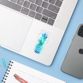 Blauwgroen blauwe ananas sticker (Laptop met iPhone)