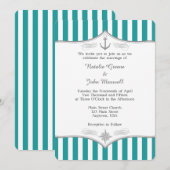 Blauwgroen blauwe Aqua Gray Notical Wedding Uitnod Kaart (Voorkant / Achterkant)