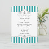 Blauwgroen blauwe Aqua Gray Notical Wedding Uitnod Kaart (Staand voorkant)