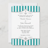 Blauwgroen blauwe Aqua Gray Notical Wedding Uitnod Kaart (Voorkant)
