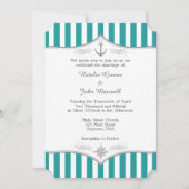 Blauwgroen blauwe Aqua Gray Notical Wedding Uitnod Kaart (Voorkant)