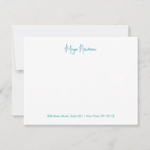 BLAUWGROEN BLAUWE AQUA HANDTEKENING MONOGRAM NAAM NOTITIEKAARTJE