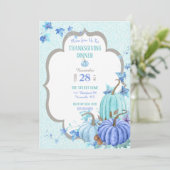 Blauwgroen Blauwe Aqua Taupe Pompoen Thanksgiving Kaart (Staand voorkant)