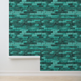 Blauwgroen Blauwe Bakstenen Grijs Naadloze Patrone Behang