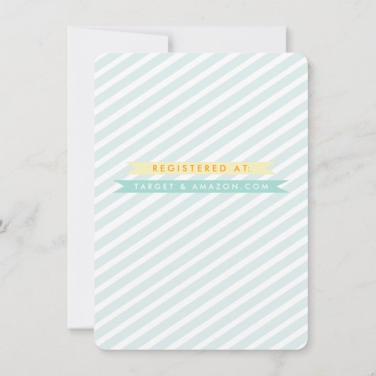 Blauwgroen Blauwe  Banners Baby Shower Uitnodiging (Achterkant)